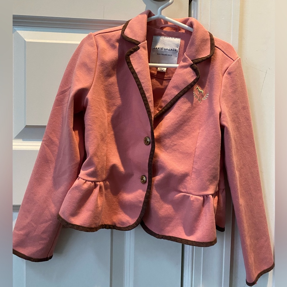 Janie and Jack Stretch Cotton Blazer Pink | Size 5-6